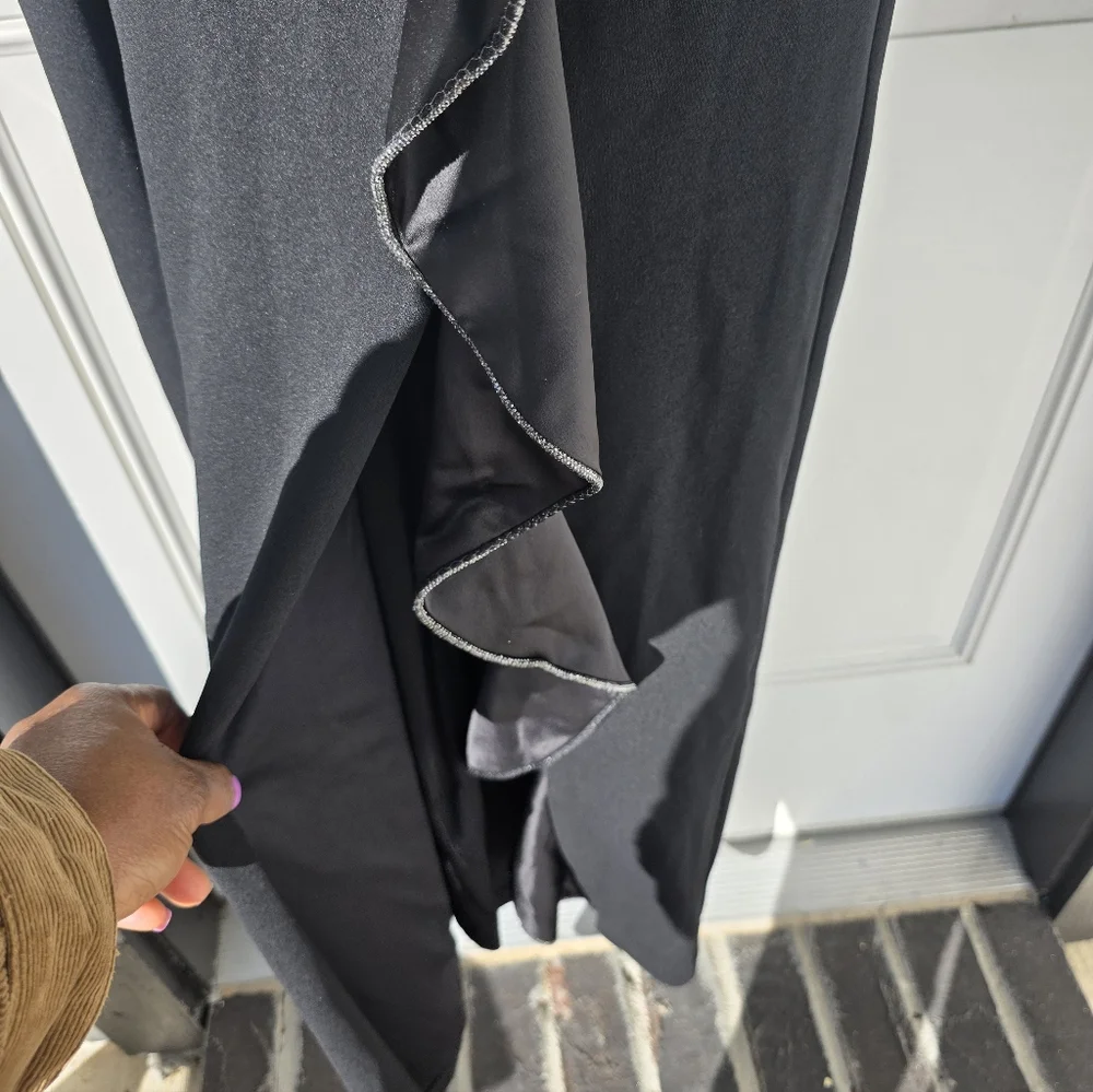 Adrianna Papell Women Ruffled Gown Sz 6 Asymmetric Hem Black NWT Old Money Party - Picture 13 of 15